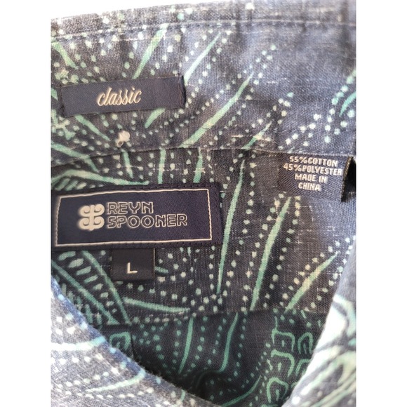 Reyn Sooper Men's Blue Floral Hawaiian Short-Sleeve Button-Up Shirt Size L - Picture 7 of 14
